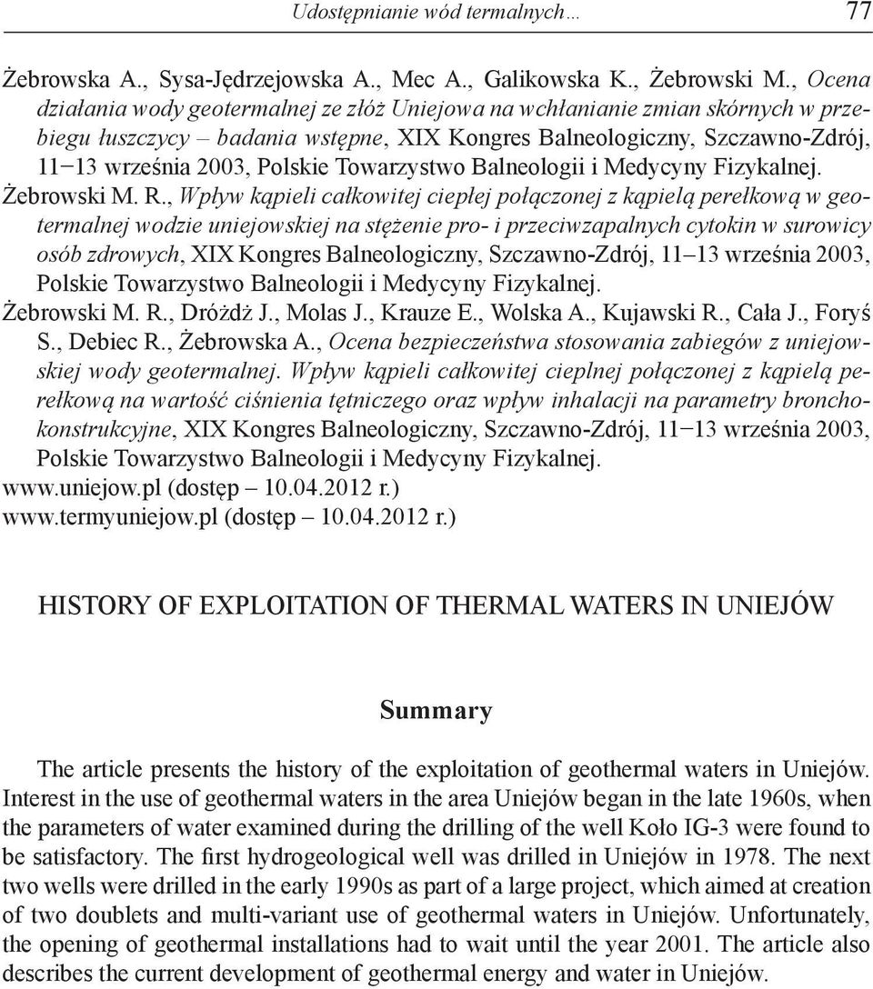 Towarzystwo Balneologii i Medycyny Fizykalnej. Żebrowski M. R.