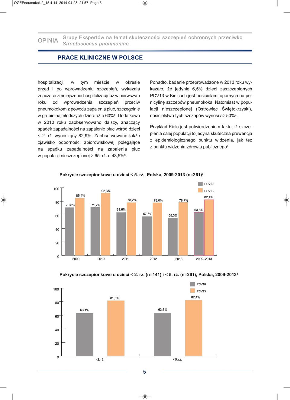 wprowadzenia szczepień przeciw pneumokokom z powodu zapalenia płuc, szczególnie w grupie najmłodszych dzieci aż o 60% 5.