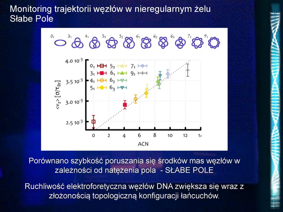 od natężenia pola - SŁABE POLE Ruchliwość elektroforetyczna węzłów