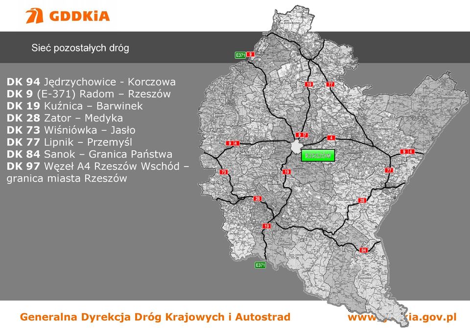 Medyka DK 73 Wiśniówka Jasło DK 77 Lipnik Przemyśl DK 84