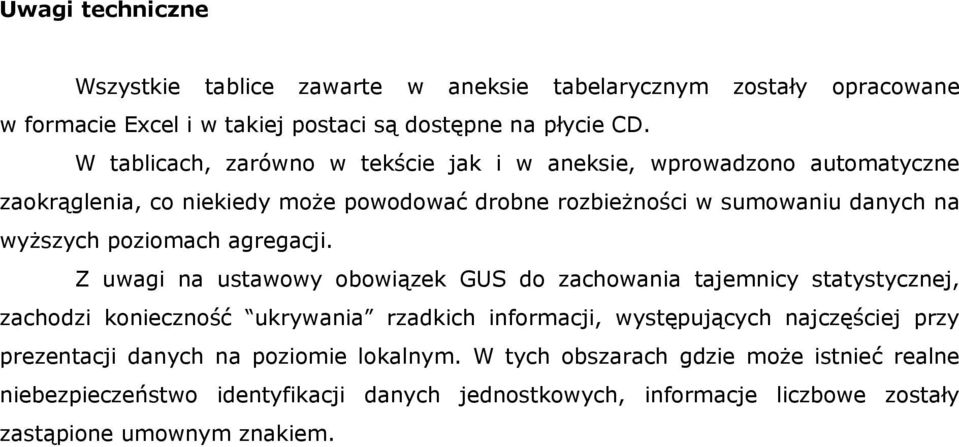 poziomach agregacji.