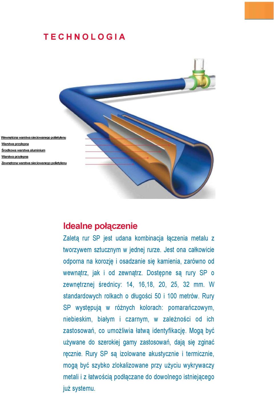 Dostępne są rury SP o zewnętrznej średnicy: 14, 16,18, 20, 25, 32 mm. W standardowych rolkach o długości 50 i 100 metrów.
