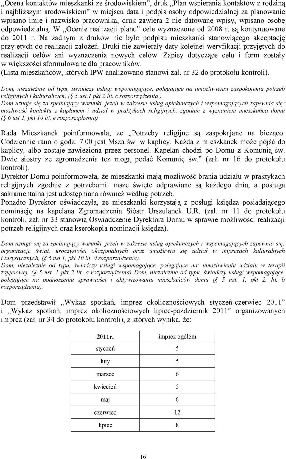 Na Ŝadnym z druków nie było podpisu mieszkanki stanowiącego akceptację przyjętych do realizacji załoŝeń.