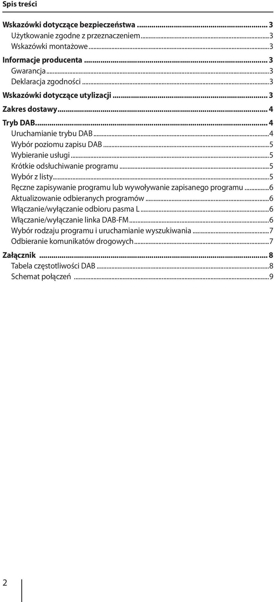 ..5 Wybór z listy...5 Ręczne zapisywanie programu lub wywoływanie zapisanego programu...6 Aktualizowanie odbieranych programów...6 Włączanie/wyłączanie odbioru pasma L.