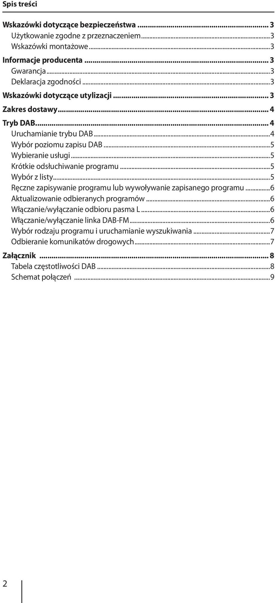 ..5 Wybór z listy...5 Ręczne zapisywanie programu lub wywoływanie zapisanego programu...6 Aktualizowanie odbieranych programów...6 Włączanie/wyłączanie odbioru pasma L.