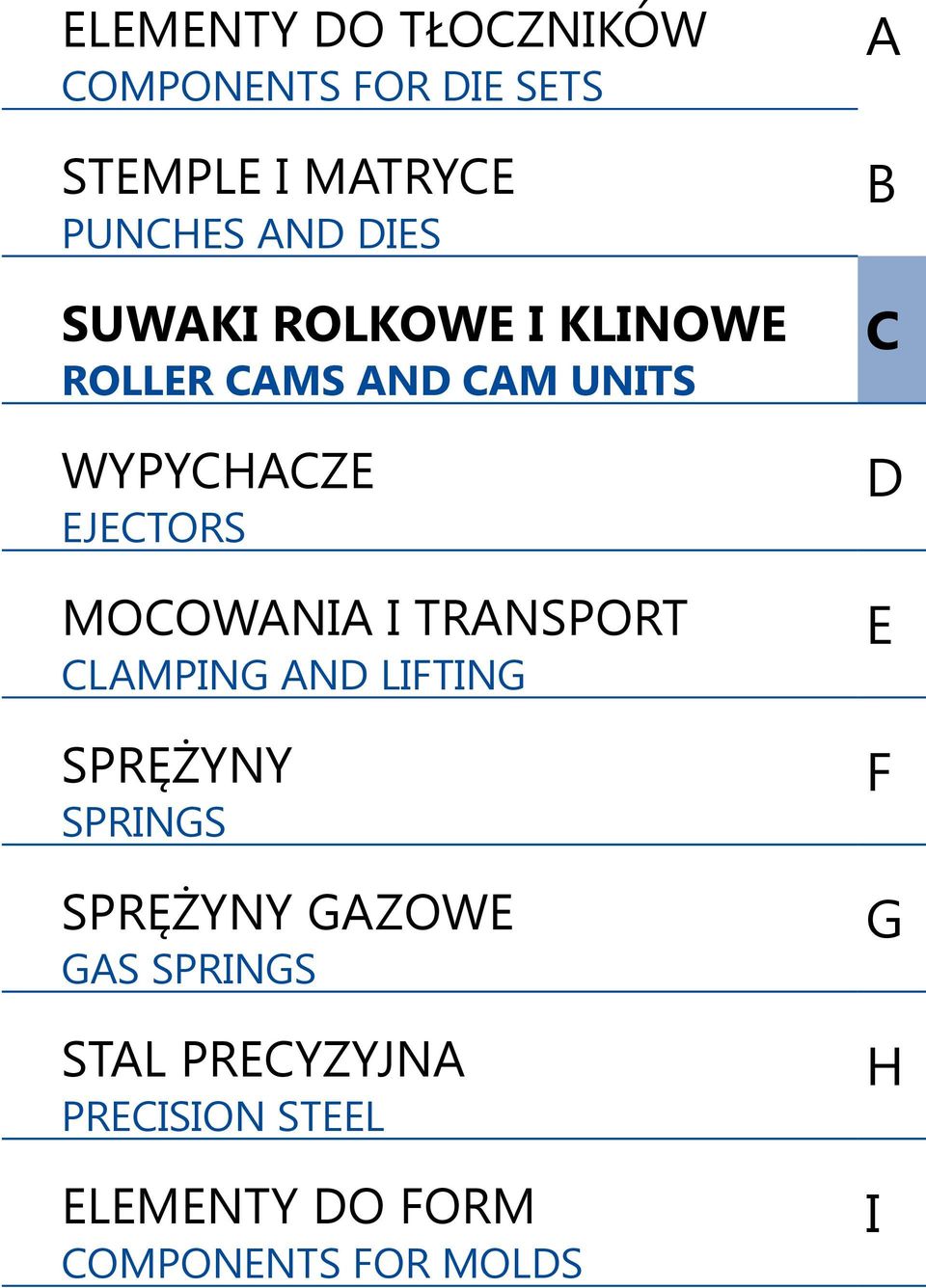 I TRANSPORT CLAMPING AND LIFTING SPRĘŻYNY SPRINGS SPRĘŻYNY GAZOWE GAS SPRINGS