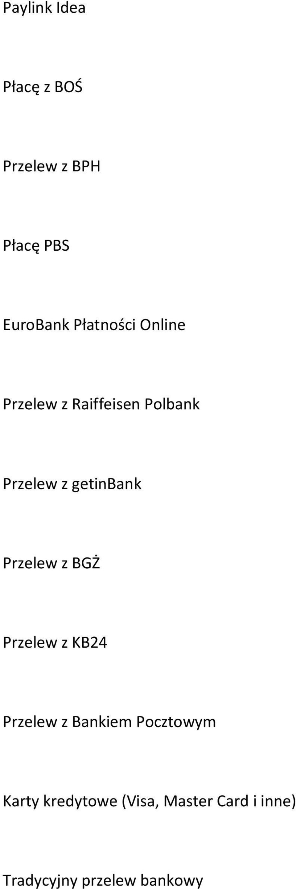 getinbank Przelew z BGŻ Przelew z KB24 Przelew z Bankiem