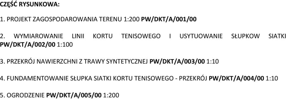 3. PRZEKRÓJ NAWIERZCHNI Z TRAWY SYNTETYCZNEJ PW/DKT/A/003/00 1:10 4.