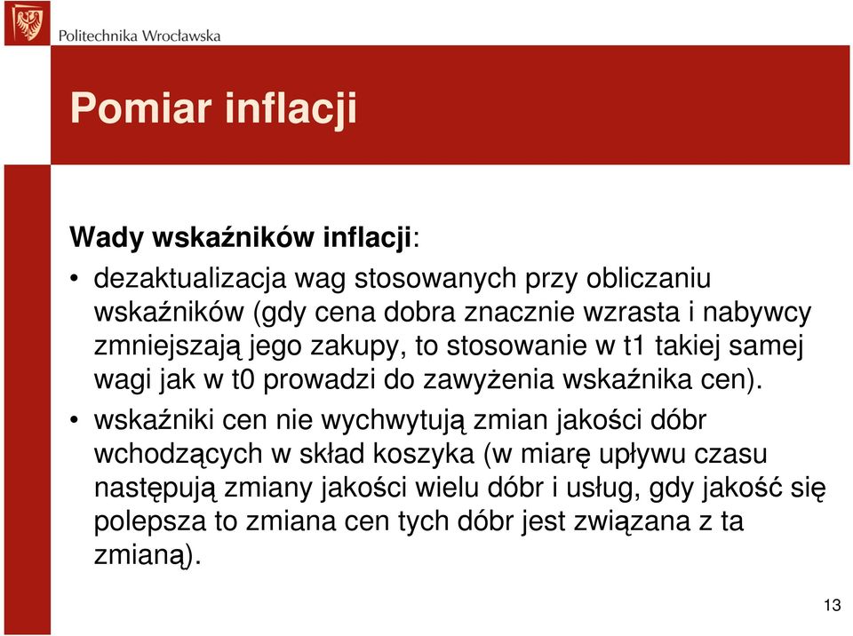 zawyŝenia wskaźnika cen).