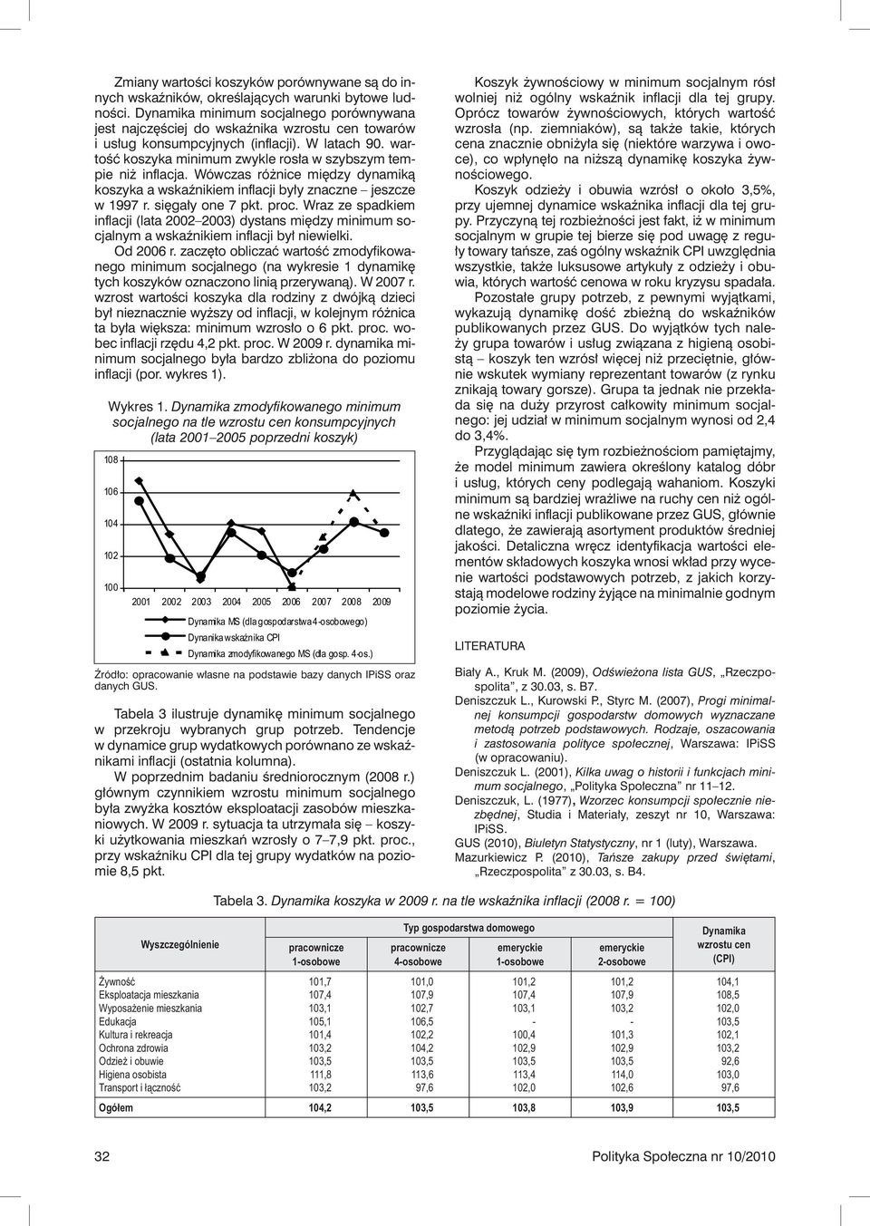 wartość koszyka minimum zwykle rosła w szybszym tempie niż inflacja. Wówczas różnice między dynamiką koszyka a wskaźnikiem inflacji były znaczne jeszcze w 1997 r. sięgały one 7 pkt. proc.