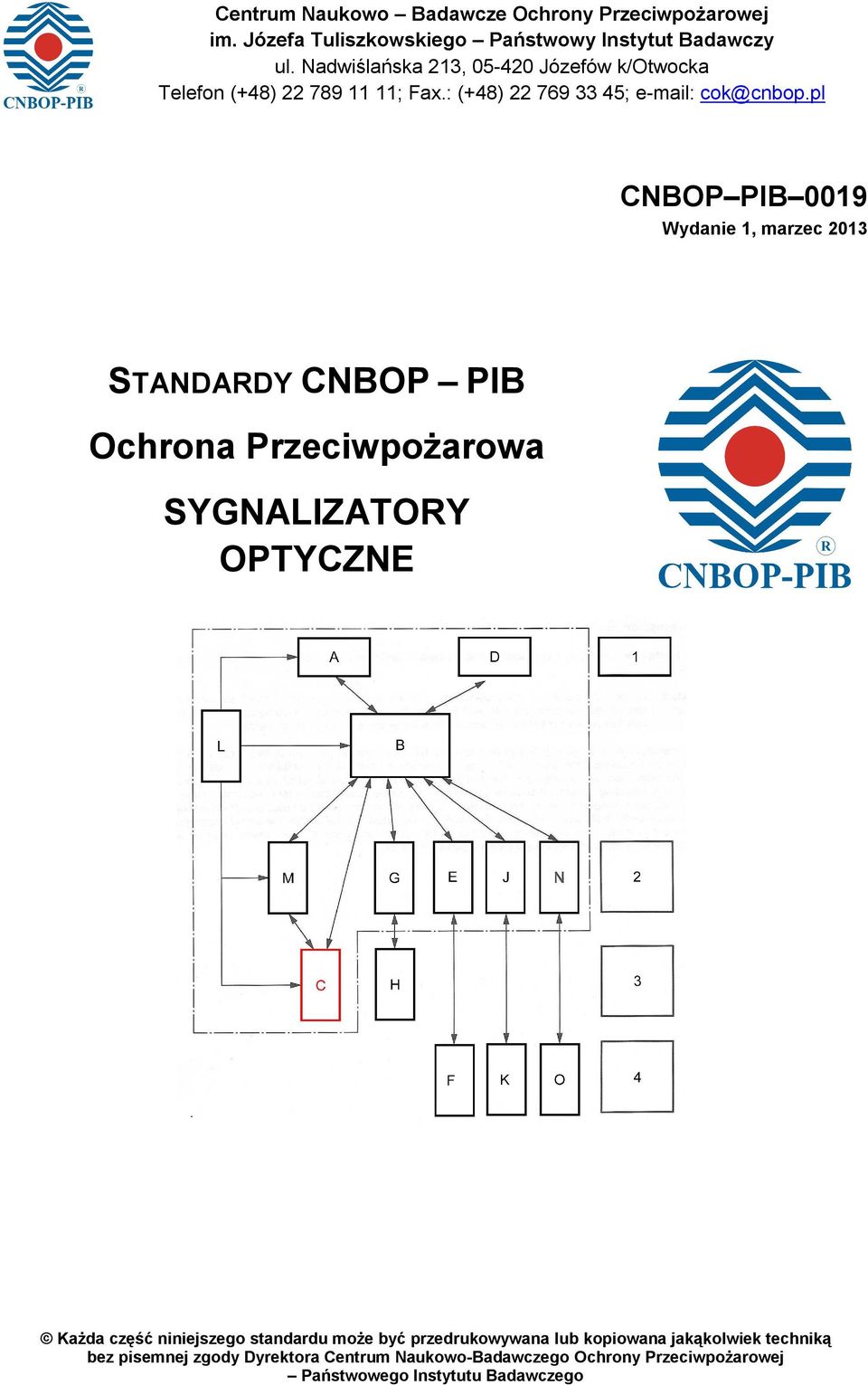 pl CNBOP PIB 0019 Wydanie 1, marzec 2013 STANDARDY CNBOP PIB Ochrona Przeciwpożarowa SYGNALIZATORY OPTYCZNE Każda część niniejszego