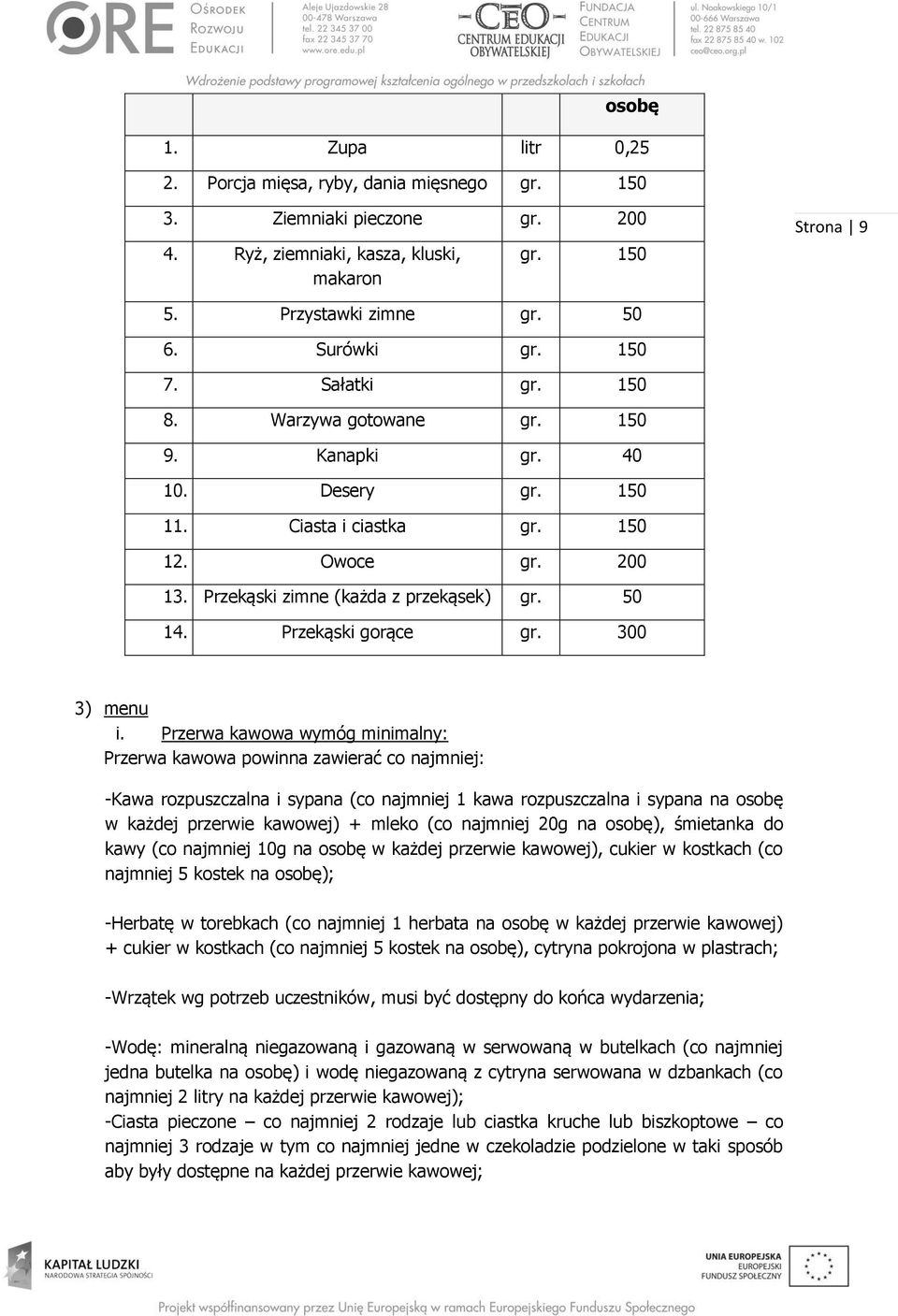 Przekąski gorące gr. 300 3) menu i.