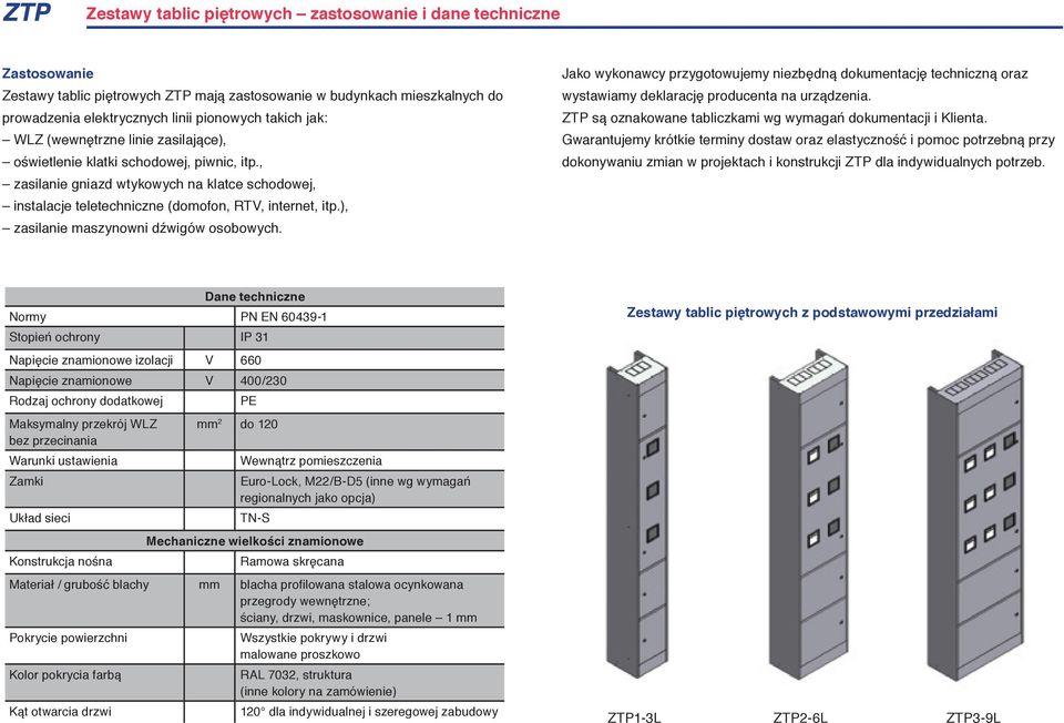 ), zasilanie maszynowni dźwigów osobowych. Jako wykonawcy przygotowujemy niezbędną dokumentację techniczną oraz wystawiamy deklarację producenta na urządzenia.