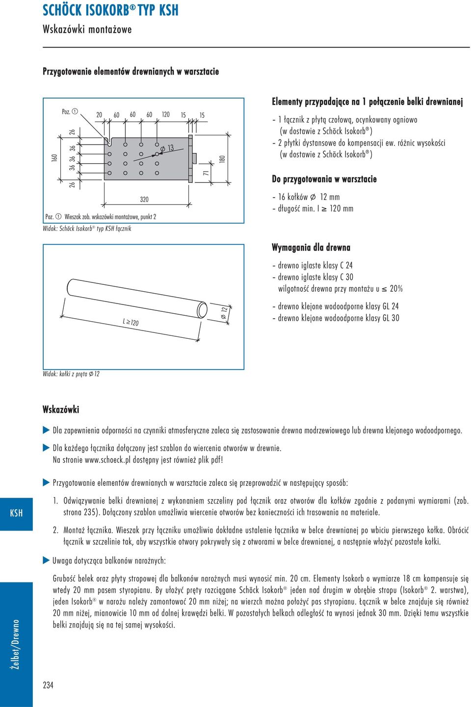 do kompensacji ew. różnic wysokości (w dostawie z Schöck Isokorb ) Do przygotowania w warsztacie 320 Poz. 1 Wieszak zob.