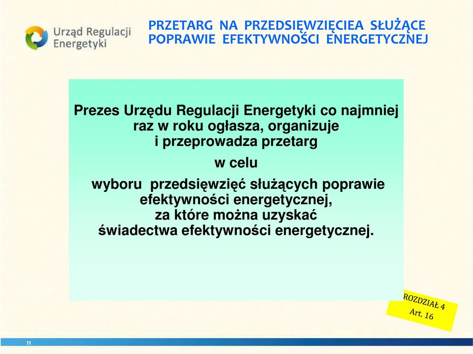 przetarg w celu wyboru przedsięwzięć służących poprawie efektywności energetycznej, za