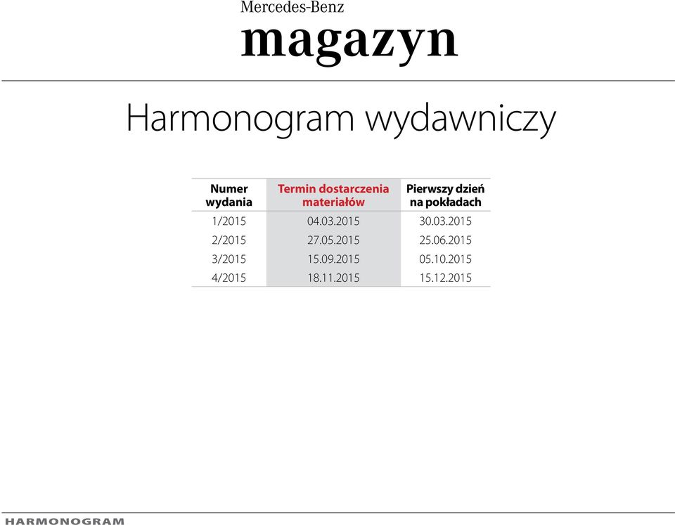 1/2015 04.03.2015 30.03.2015 2/2015 27.05.2015 25.06.