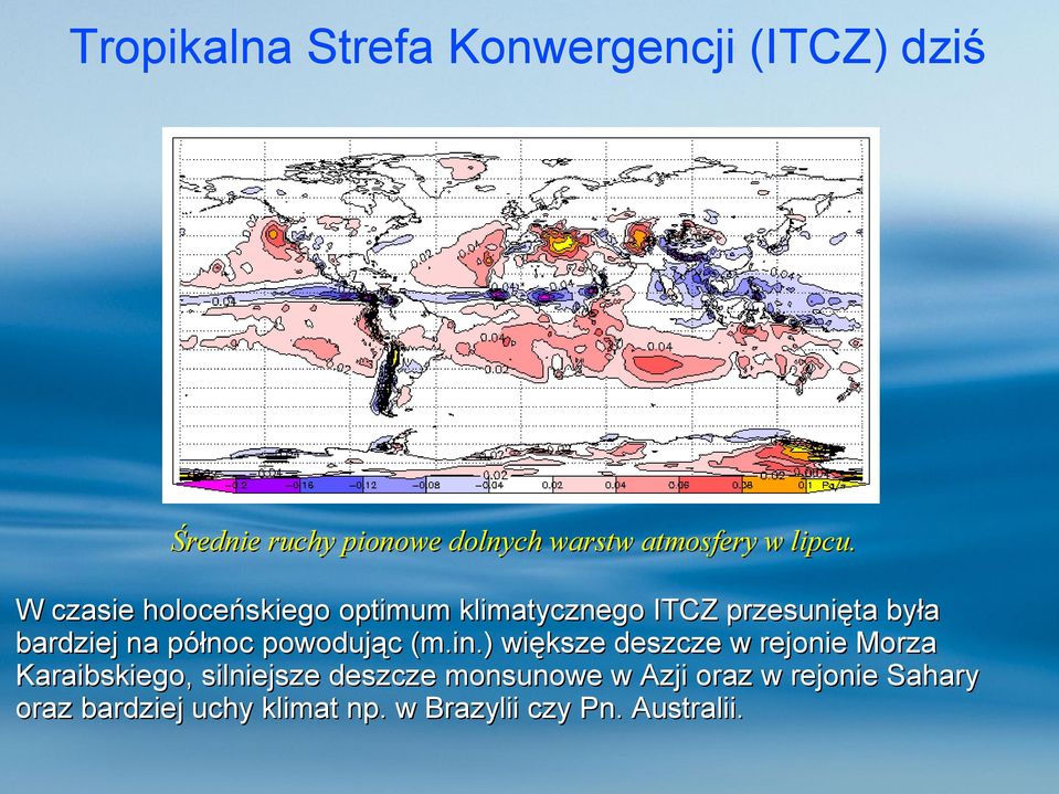 W czasie holoceńskiego optimum klimatycznego ITCZ przesunięta była bardziej na północ