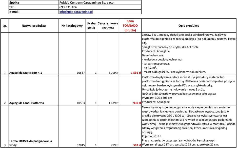 1 10567 1 2 999 zł 1 591 zł 2 Aquaglide Lanai Platforma 10563 1 1 639 zł 930 zł 3 Opis produktu Zestaw 3 w 1 mogący służyć jako deska windsurfingowa, żaglówka, platforma do ciągnięcia za łodzią lub