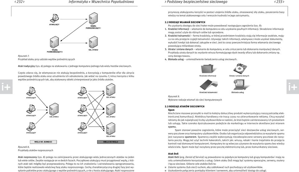 2 Rodzaje włamań sieciowych Po uzyskaniu dostępu do sieci haker może powodować następujące zagrożenia (rys. 9): 1. Kradzież informacji włamanie do komputera w celu uzyskania poufnych informacji.