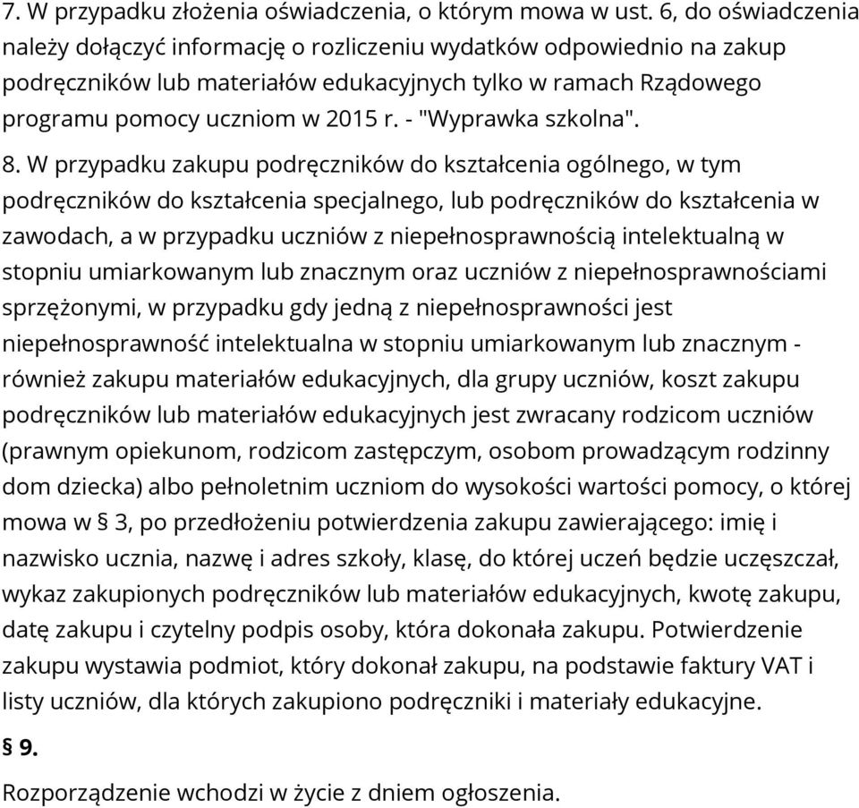- "Wyprawka szkolna". 8.