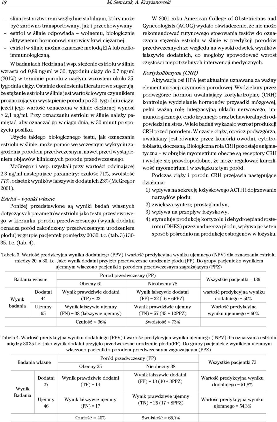ciężarnej, estriol w ślinie można oznaczać metodą EIA lub radioimmunologiczną. W badaniach Hedriana i wsp. stężenie estriolu w ślinie wzrasta od 0,89 ng/ml w 30.