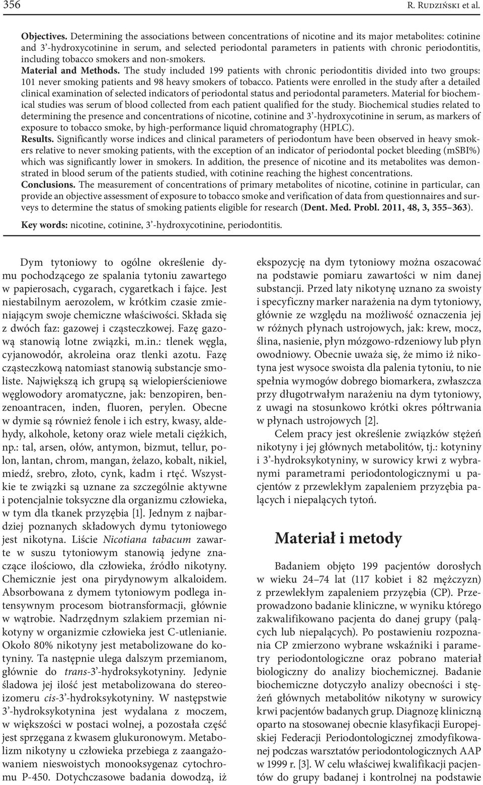 periodontitis, including tobacco smokers and non-smokers. Material and Methods.