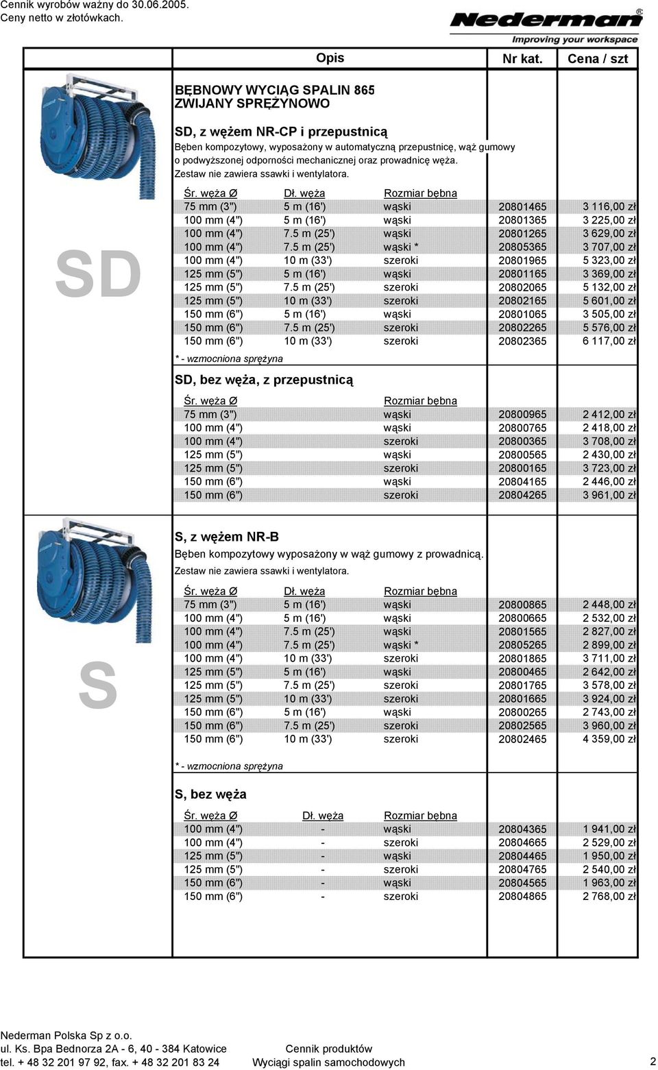 węża Rozmiar bębna 75 mm (3") 5 m (16') wąski 20801465 3 116,00 zł 100 mm (4") 5 m (16') wąski 20801365 3 225,00 zł 100 mm (4") 7.5 m (25') wąski 20801265 3 629,00 zł 100 mm (4") 7.