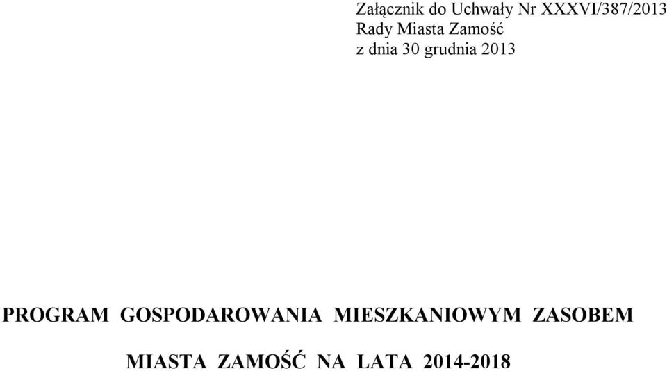2013 PROGRAM GOSPODAROWANIA