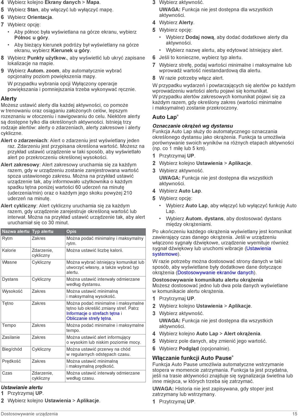 zoom, aby automatycznie wybrać opcjonalny poziom powiększenia mapy. W przypadku wybrania opcji Wyłączony operacje powiększania i pomniejszania trzeba wykonywać ręcznie.