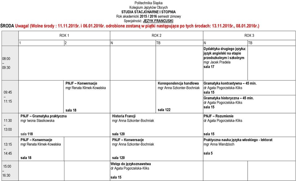 ) Dydaktyka drugiego języka: język angielski na etapie przedszkolnym i szkolnym mgr Jacek Pradela sala 17 PNJF Konwersacje Korespondencja