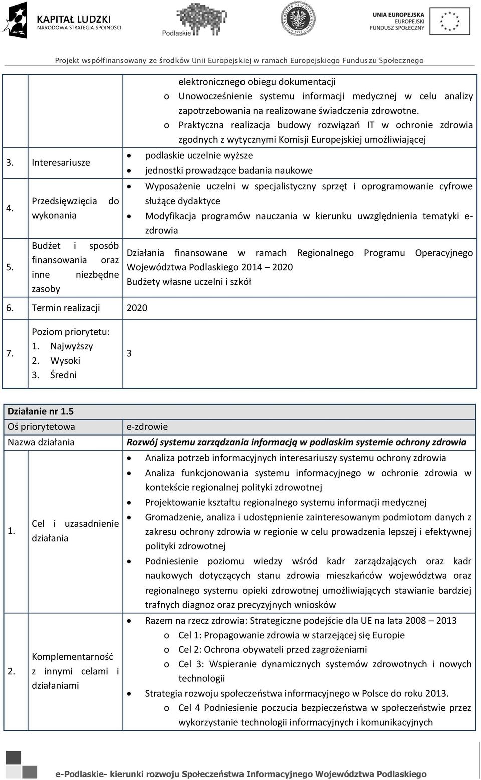 podlaskim systemie ochrony zdrowia Analiza potrzeb informacyjnych interesariuszy systemu ochrony zdrowia Analiza funkcjonowania systemu informacyjnego w ochronie zdrowia w kontekście regionalnej