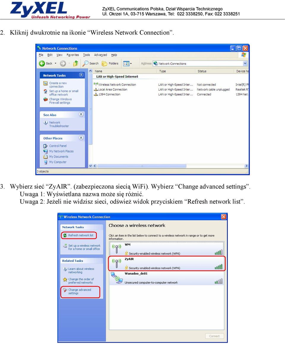 Wybierz Change advanced settings.