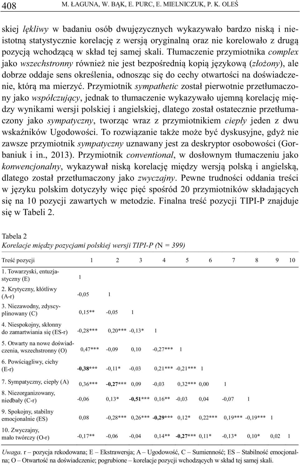 Tłumaczenie przymiotnika complex jako wszechstronny równie nie jest bezporedni kopi jzykow (złoony), ale dobrze oddaje sens okrelenia, odnoszc si do cechy otwartoci na dowiadczenie, któr ma mierzy.