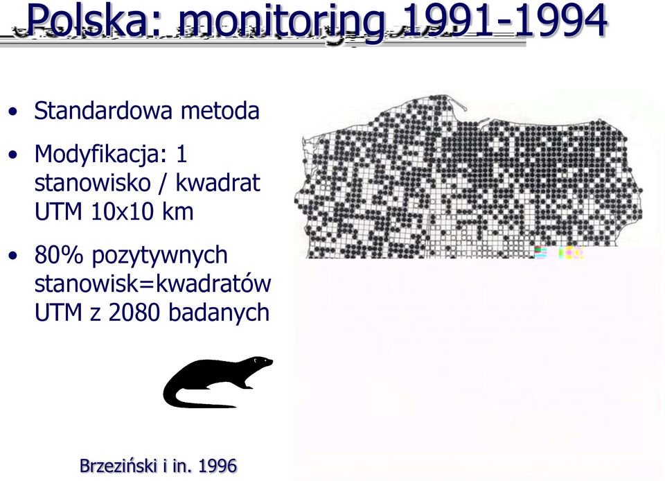 UTM 10x10 km 80% pozytywnych