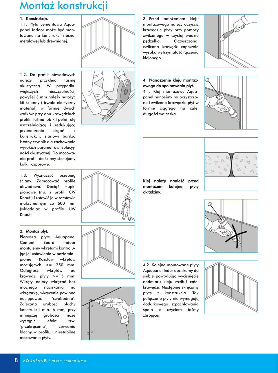 Do profili obwodowych należy przykleić taśmę akustyczną.