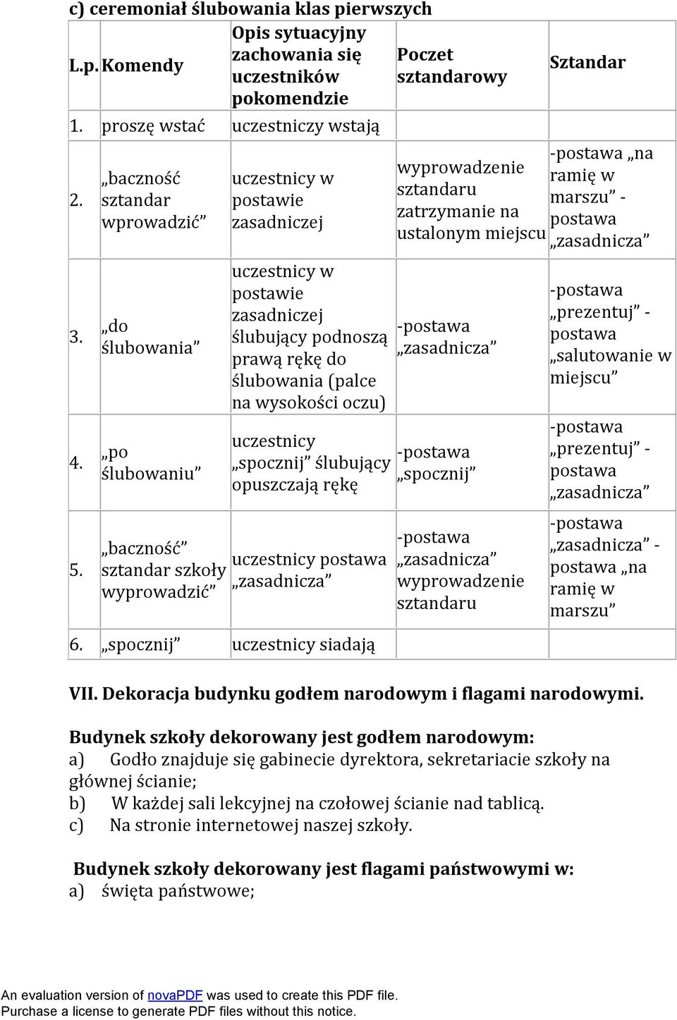 opuszczają rękę baczność uczestnicy sztandar szkoły wyprowadzić 6.