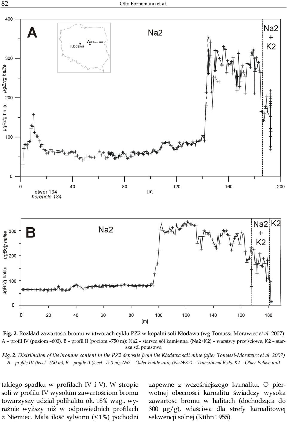 [m] 100 120 140 160 180 Fig. 2. Rozkład zawartości bromu w utworach cyklu PZ2 w kopalni soli Kłodawa (wg Tomassi-Morawiec et al.