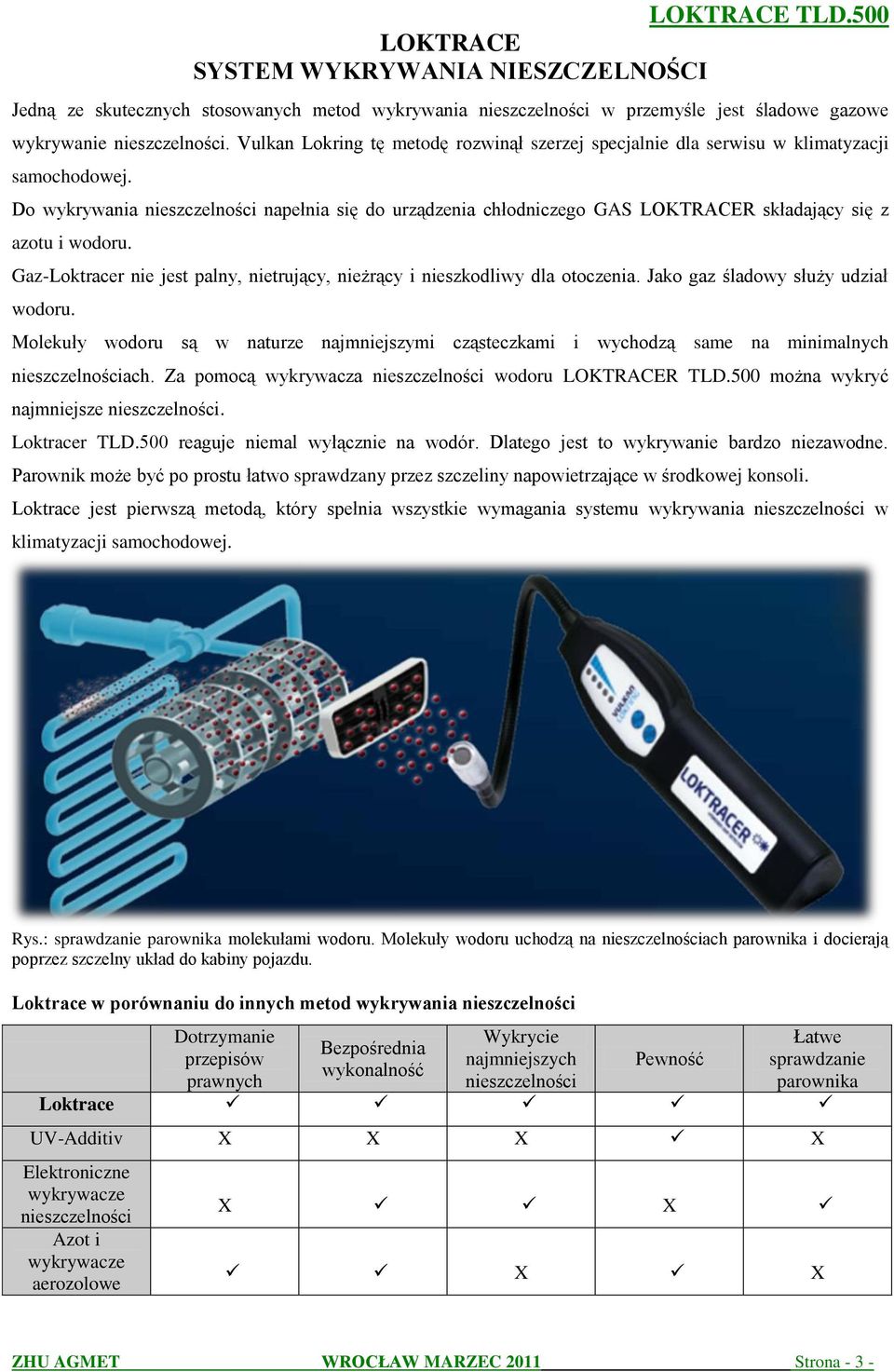 Gaz-Loktracer nie jest palny, nietrujący, nieżrący i nieszkodliwy dla otoczenia. Jako gaz śladowy służy udział wodoru.
