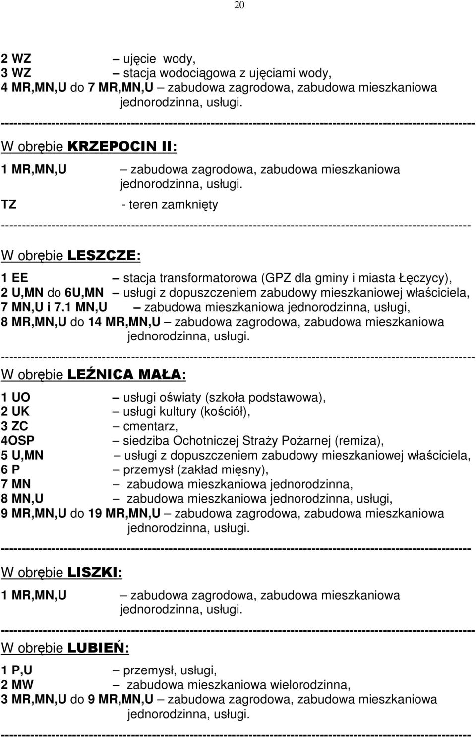 teren zamknięty ---------------------------------------------------------------------------------------------------------------- W obrębie LESZCZE: 1 EE stacja transformatorowa (GPZ dla gminy i