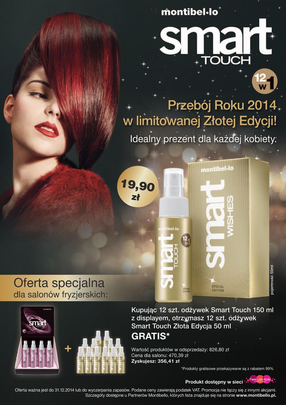 odżywek Smart Touch Złota Edycja 50 ml GRATIS* Wartość produktów w odsprzedaży: 826,80 zł Cena dla salonu: 470,39 zł Zyskujesz: 356,41 zł pojemność 50ml *Produkty