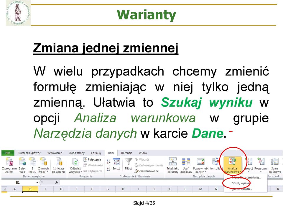 zmienną.