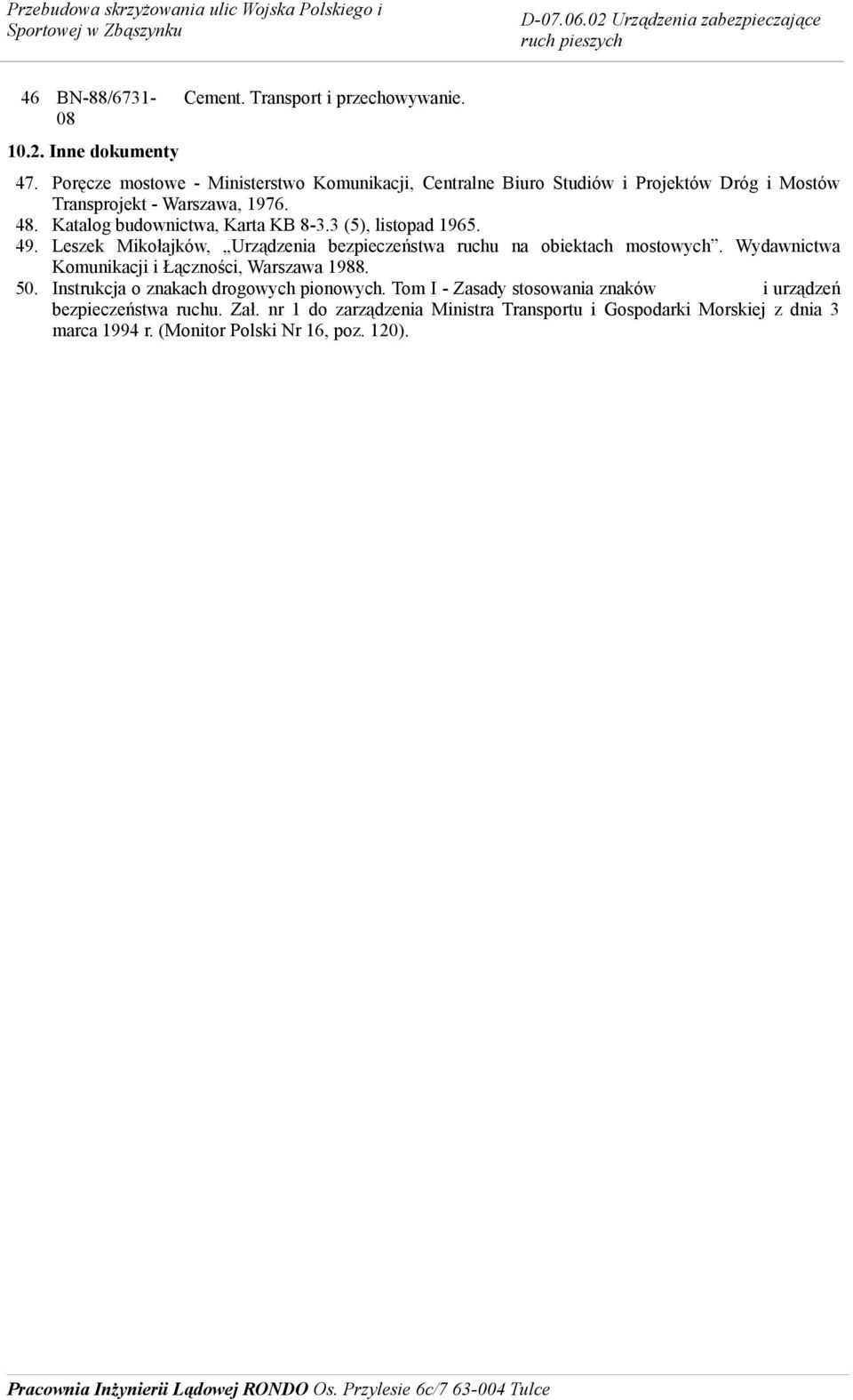 Katalog budownictwa, Karta KB 8-3.3 (5), listopad 1965. 49. Leszek Mikołajków, Urządzenia bezpieczeństwa ruchu na obiektach mostowych.
