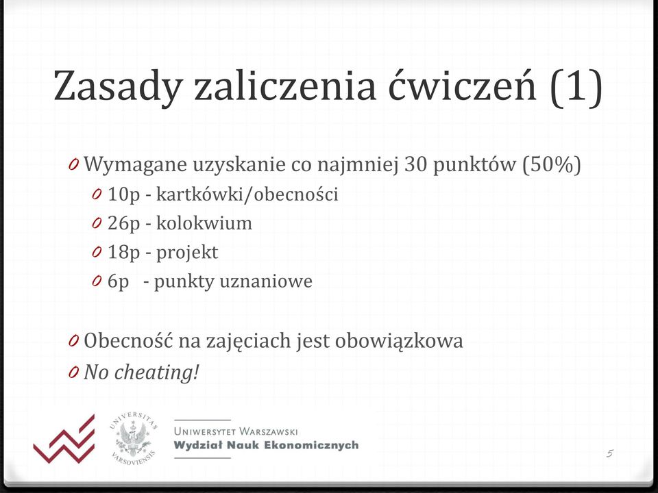 26p - kolokwium 0 18p - projekt 0 6p - punkty uznaniowe