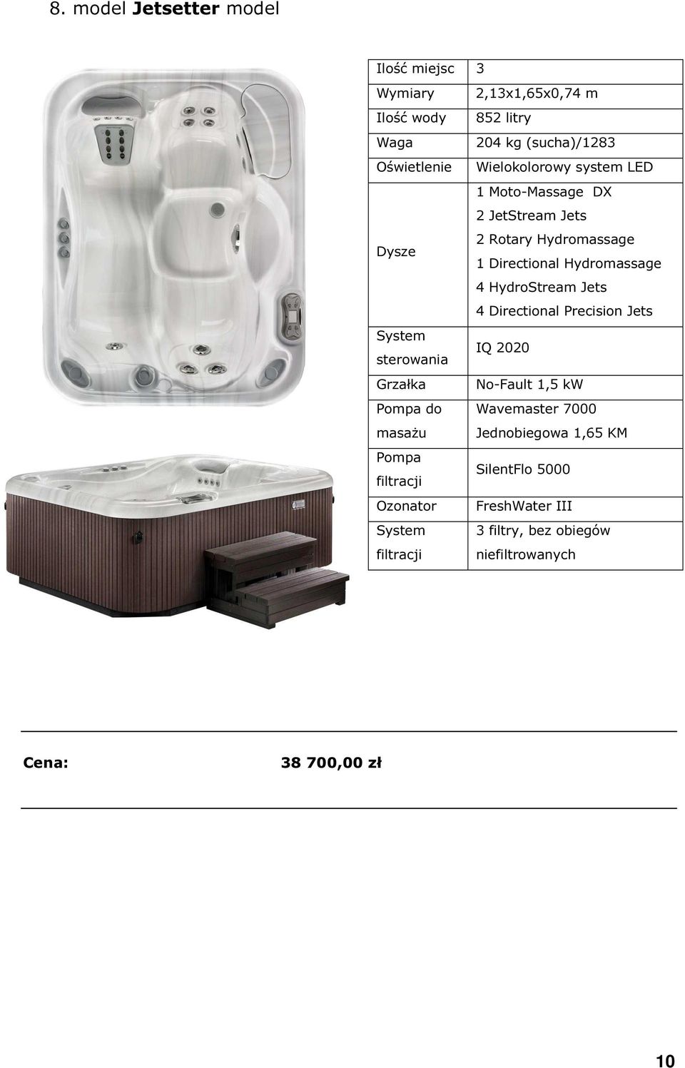Rotary Hydromassage 1 Directional Hydromassage 4 HydroStream Jets 4 Directional Precision Jets IQ 2020 No-Fault 1,5 kw