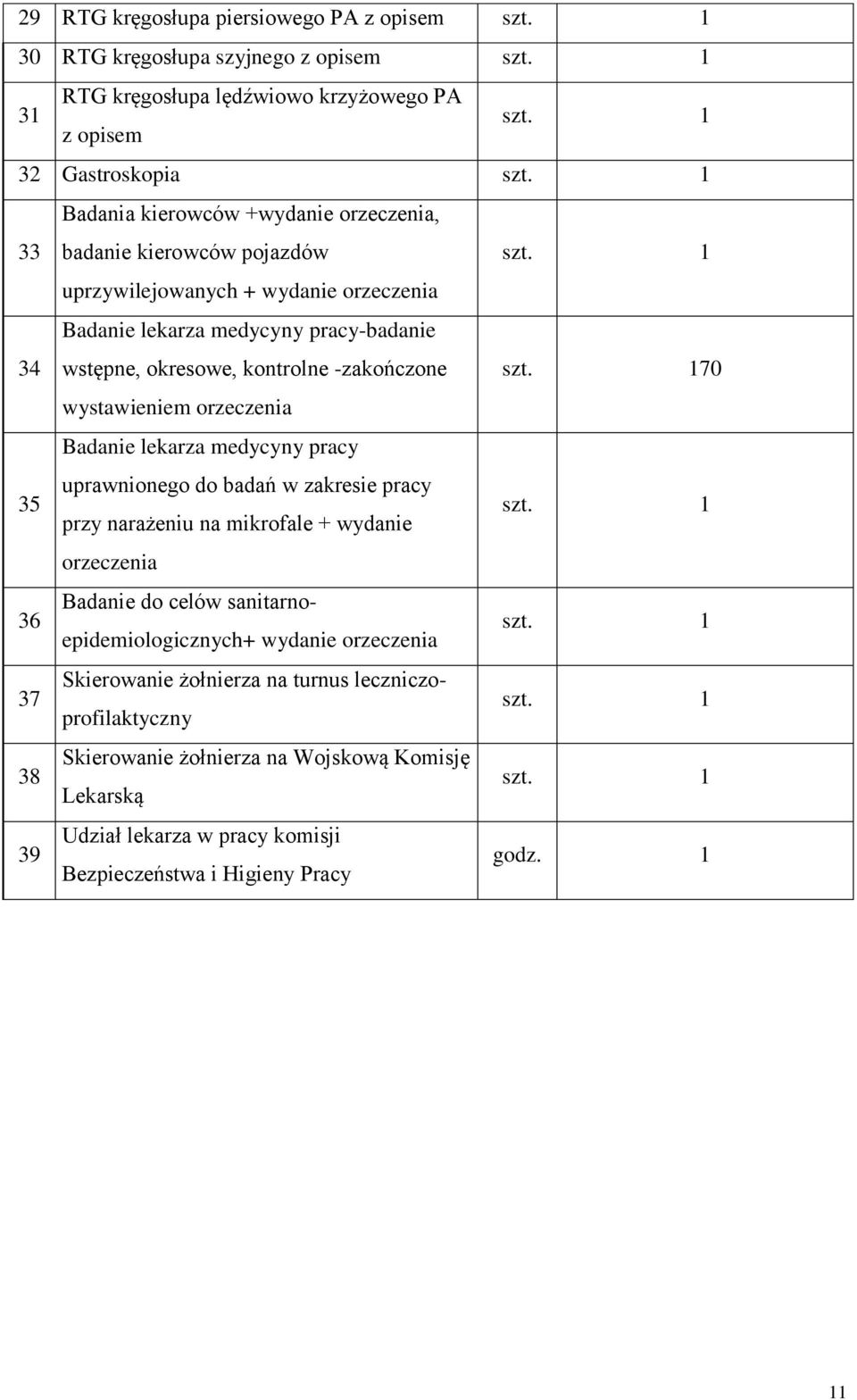 Badanie lekarza medycyny pracy 35 36 37 38 39 uprawnionego do badań w zakresie pracy przy narażeniu na mikrofale + wydanie orzeczenia Badanie do celów sanitarnoepidemiologicznych+