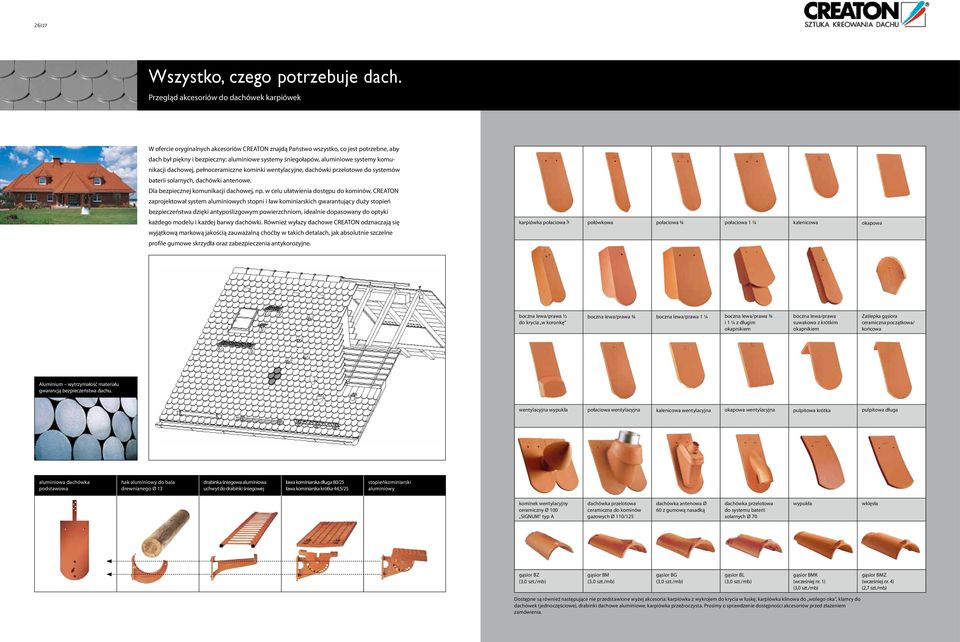 aluminiowe systemy komunikacji dachowej, pełnoceramiczne kominki wentylacyjne, dachówki przelotowe do systemów baterii solarnych, dachówki antenowe. Dla bezpiecznej komunikacji dachowej, np.