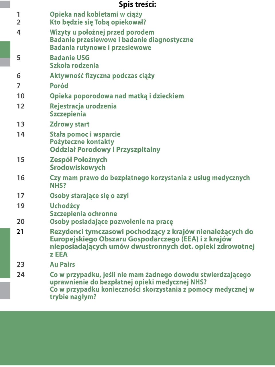poporodowa nad matką i dzieckiem 12 Rejestracja urodzenia Szczepienia 13 Zdrowy start 14 Stała pomoc i wsparcie Pożyteczne kontakty Oddział Porodowy i Przyszpitalny 15 Zespół Położnych Środowiskowych