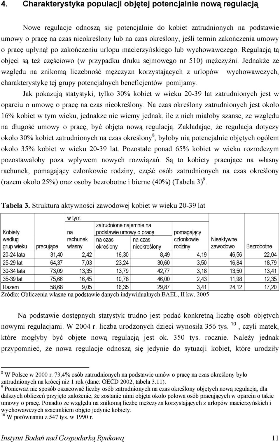 Jednakże ze względu na znikomą liczebność mężczyzn korzystających z urlopów wychowawczych, charakterystykę tej grupy potencjalnych beneficjentów pomijamy.