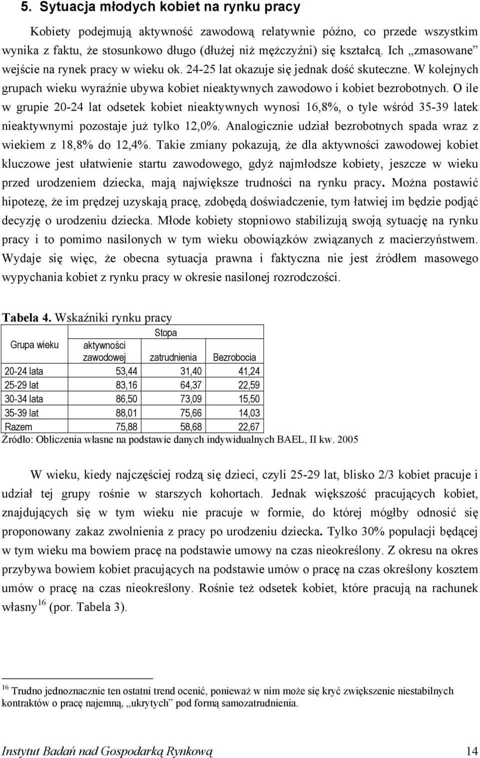O ile w grupie 20-24 lat odsetek kobiet nieaktywnych wynosi 16,8%, o tyle wśród 35-39 latek nieaktywnymi pozostaje już tylko 12,0%.