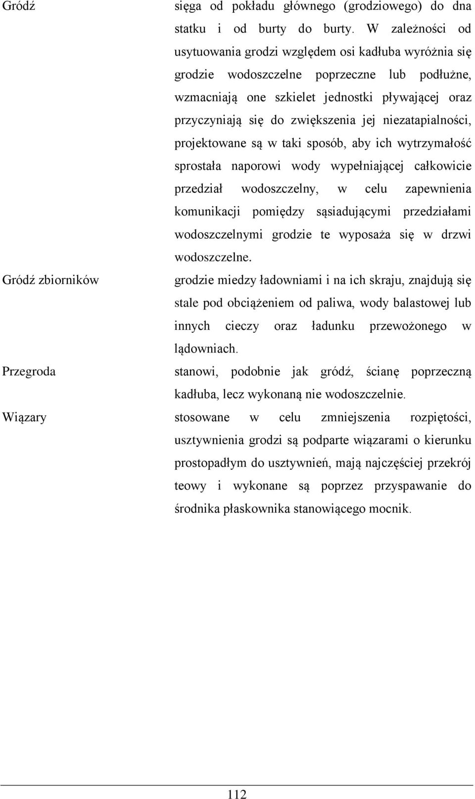 jej niezatapialności, projektowane są w taki sposób, aby ich wytrzymałość sprostała naporowi wody wypełniającej całkowicie przedział wodoszczelny, w celu zapewnienia komunikacji pomiędzy